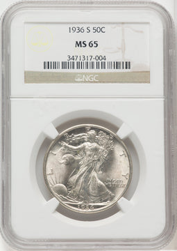 1936-S 50C Walking Liberty Half Dollar NGC MS65