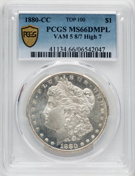 1880-CC $1 8/HIGH 7 DM Morgan Dollar PCGS MS66