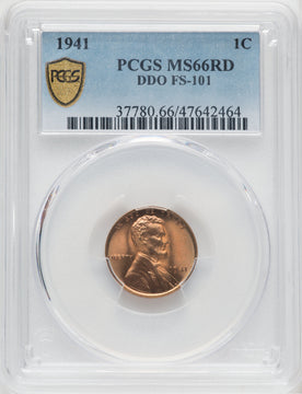 1941 1C Doubled Die Obverse FS-101 RD Lincoln Cent PCGS MS66