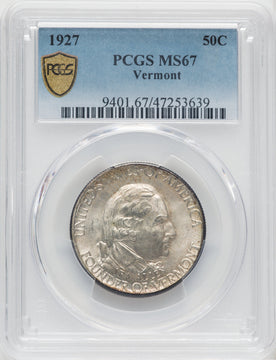 1927 50C Vermont Commemorative Silver PCGS MS67