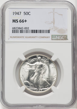 1947 50C Walking Liberty Half Dollar NGC MS66+