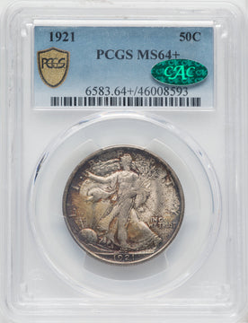 1921 50C CAC Walking Liberty Half Dollar PCGS MS64+