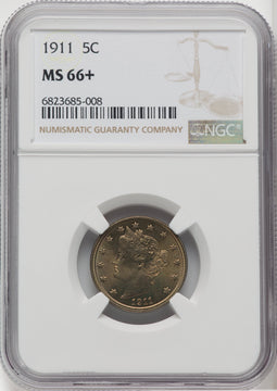 1911 5C Liberty Nickel NGC MS66+