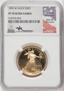 1995-W $25 Half-Ounce Gold Eagle NGC PF70 Mercanti