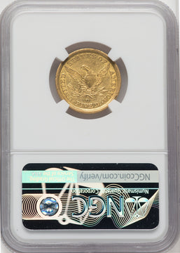 1844-O $5 CAC Liberty Half Eagle NGC AU58