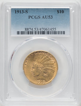 1913-S $10 Indian Eagle PCGS AU53