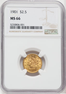 1901 $2.50 Liberty Quarter Eagle NGC MS66