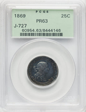 1869 25C J-727 Patterns PCGS MS63