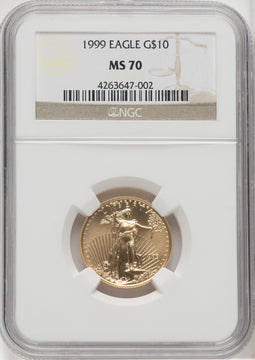 1999 $10 Quarter Ounce Gold Eagle NGC MS70