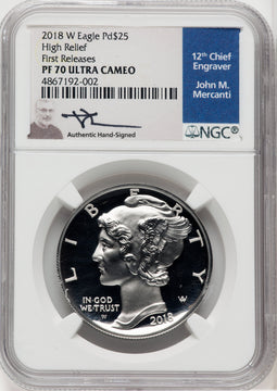 2018-W $25 Palladium First Strike Mercanti Signature NGC PF70 (765520002)