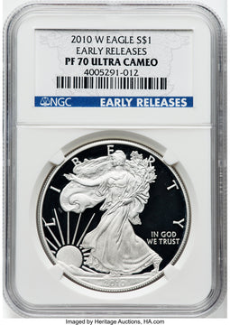 2010-W S$1 Silver Eagle First Strike NGC PF70