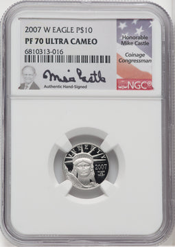 2007-W $10 Platinum American Eagle NGC PF70 Castle Signed