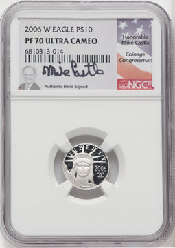 2006-W $10 Platinum American Eagle 4-Coin Set NGC PF70 Castle Signed