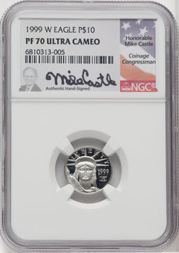 1999-W $10 Platinum American Eagle NGC PF70 Castle Signed