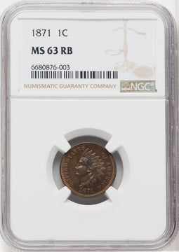 1871 1C RB Indian Cent NGC MS63