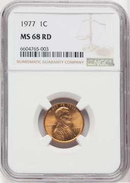1977 1C RD Lincoln Cent NGC MS68