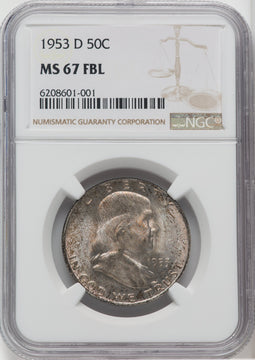 1953-D 50C FL Franklin Half Dollar NGC MS67
