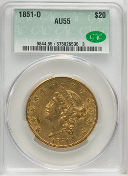 1851-O $20 Liberty Double Eagle CACG AU55