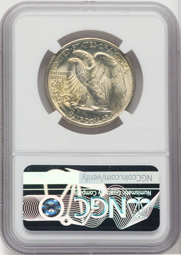 1917 50C Green Label Walking Liberty Half Dollar NGC MS67