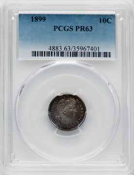 1899 10C Proof Barber Dime PCGS PR63