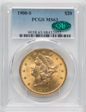 1900-S $20 CAC Liberty Double Eagle PCGS MS63