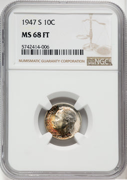 1947-S 10C FB Roosevelt Dime NGC MS68 (518784185)