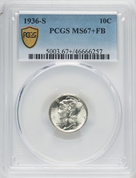 1936-S 10C FB Mercury Dime PCGS MS67+