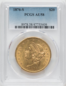 1876-S $20 Liberty Double Eagle PCGS AU58 (171386028)
