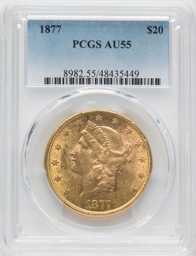 1877 $20 Liberty Double Eagle PCGS AU55