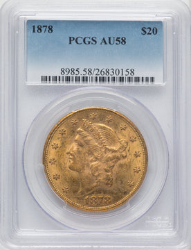 1878 $20 Liberty Double Eagle PCGS AU58 (765277005)