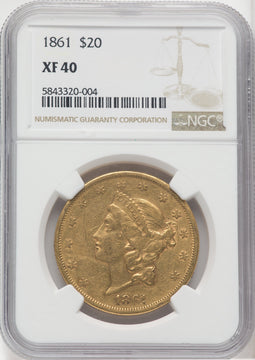 1861 $20 Liberty Double Eagle NGC XF40
