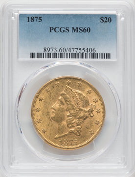 1875 $20 Liberty Double Eagle PCGS MS60