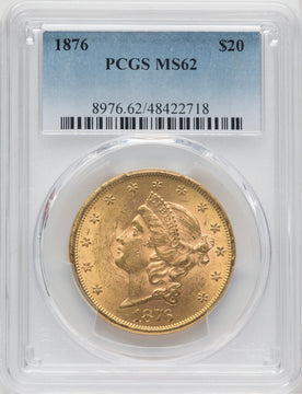 1876 $20 Liberty Double Eagle PCGS MS62