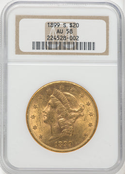1899-S $20 Liberty Double Eagle NGC AU58