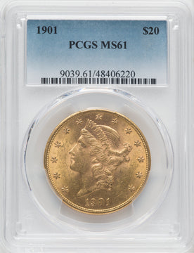 1901 $20 Liberty Double Eagle PCGS MS61