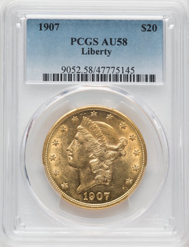 1907 $20 Liberty Liberty Double Eagle PCGS AU58