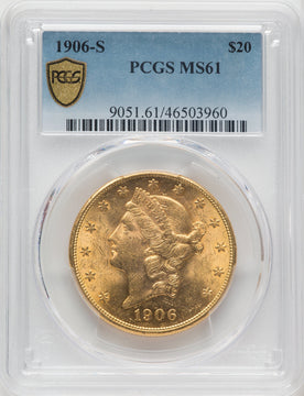 1906-S $20 Liberty Double Eagle PCGS MS61