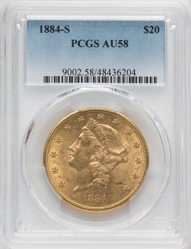 1884-S $20 Liberty Double Eagle PCGS AU58