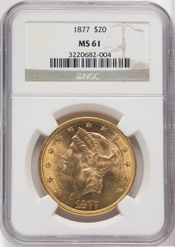 1877 $20 Liberty Double Eagle NGC MS61 (765300003)