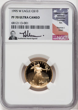 1995-W $10 Quarter-Ounce Gold Eagle NGC PF70 Thomas Uram