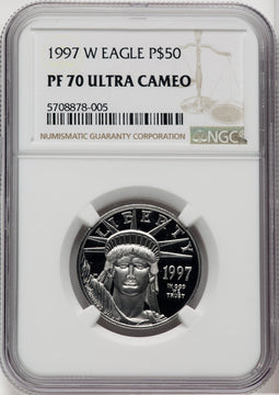 1997-W $50 Half-Ounce Platinum Eagle Brown Label NGC PF70