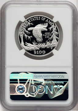 1999-W $100 One-Ounce Platinum Eagle Statue of Liberty Brown Label NGC PF70