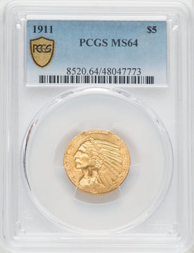 1911 $5 Indian Half Eagle PCGS MS64