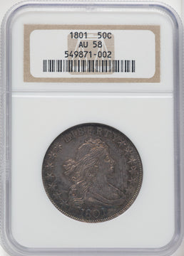 1801 50C Early Half Dollar NGC AU58