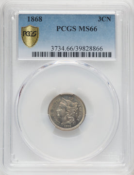 1868 3CN Three Cent Nickel PCGS MS66