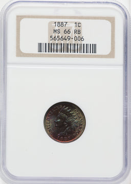 1887 1C RB Indian Cent NGC MS66