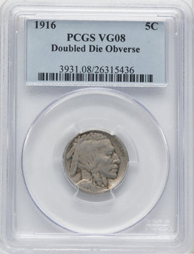 1916 Doubled Die Obverse Buffalo Nickel PCGS VG8
