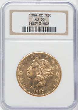 1889-CC $20 Liberty Double Eagle NGC AU55