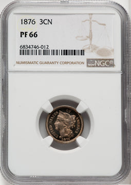 1876 3CN Proof Three Cent Nickel NGC PR66