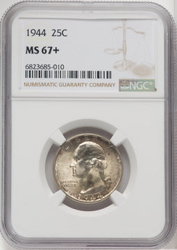 1944 25C Washington Quarter NGC MS67+